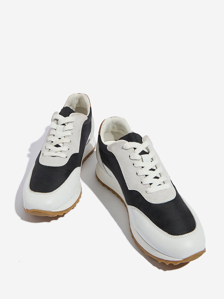 LUNA BLU Black Colour-Blocked Lace-Up Sneakers - Image 3