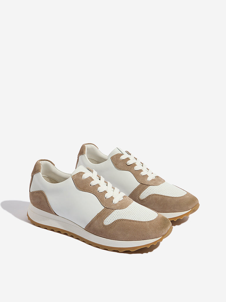 LUNA BLU Brown Colour-Blocked Lace-Up Sneakers - Image 2
