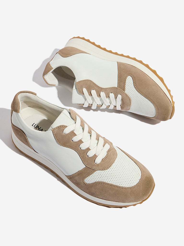 LUNA BLU Brown Colour-Blocked Lace-Up Sneakers - Image 3