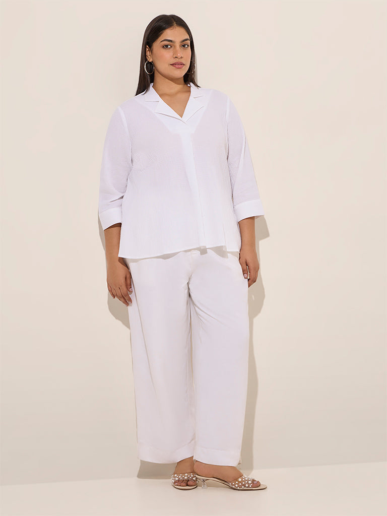 Gia White Crinkle-Textured Cotton Top - Image 3