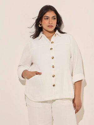 Gia Off-White Knit-Textured Cotton Shirt