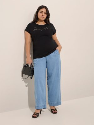 Gia Blue Denim Mid-Rise Trousers