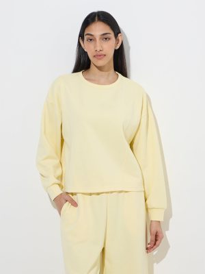 LOV Yellow Solid Cotton-Blend Sweatshirt