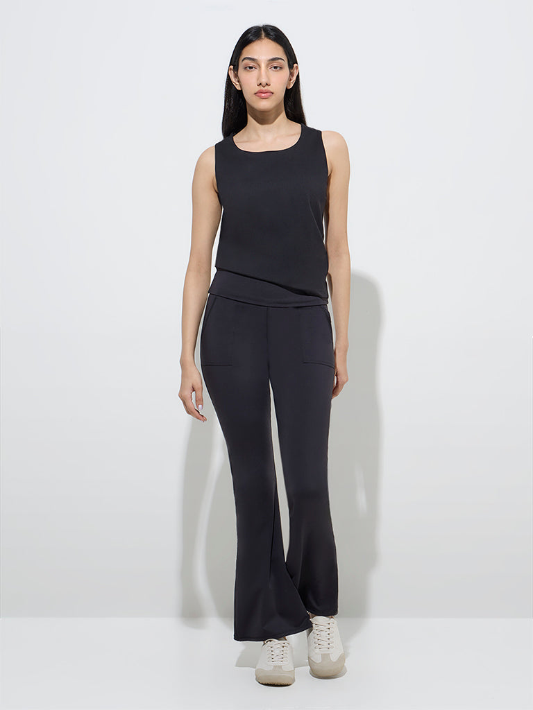 LOV Black Solid Bootcut High-Rise Pants