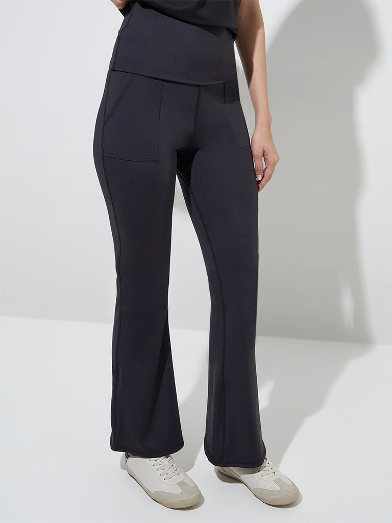 LOV Black Solid Bootcut High-Rise Pants - Image 3