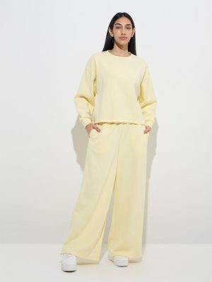 LOV Yellow Cotton-Blend High-Rise Track Pants