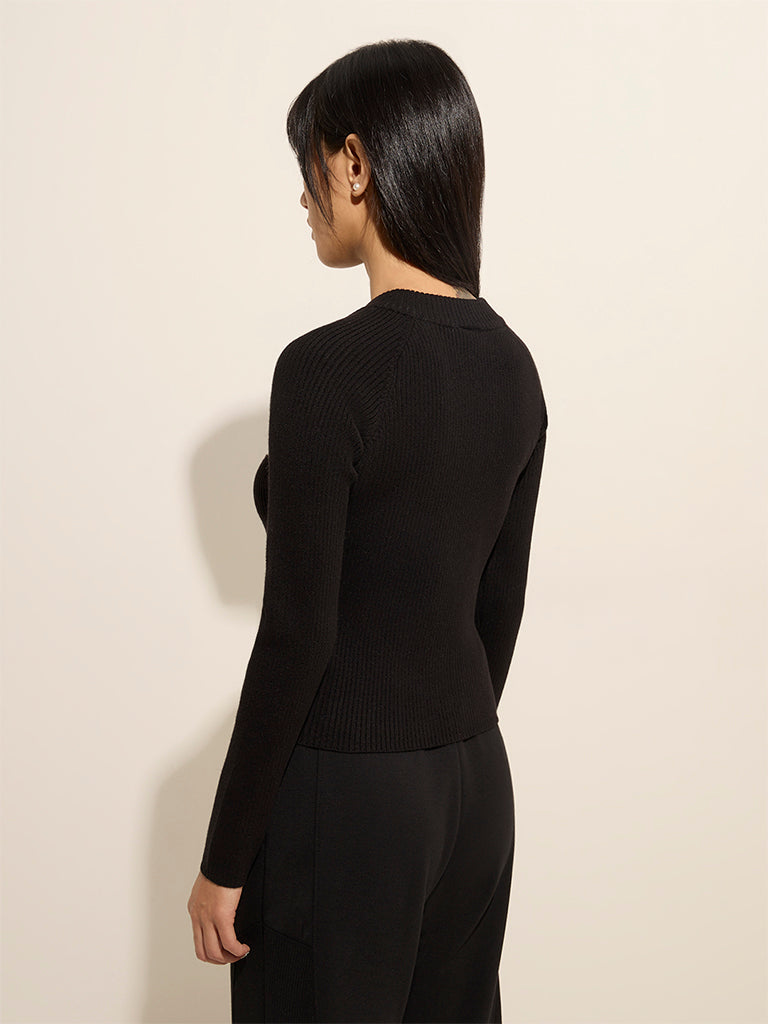Studiofit Black Ribbed Top - Image 4