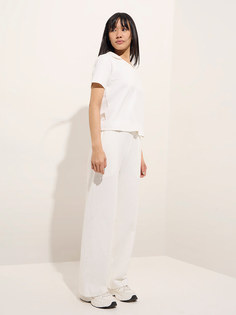 Studiofit White Seersucker Striped T-Shirt - Image 3