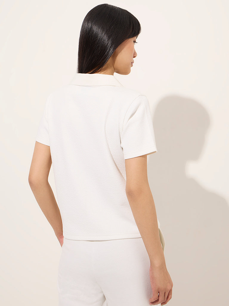 Studiofit White Seersucker Striped T-Shirt - Image 4