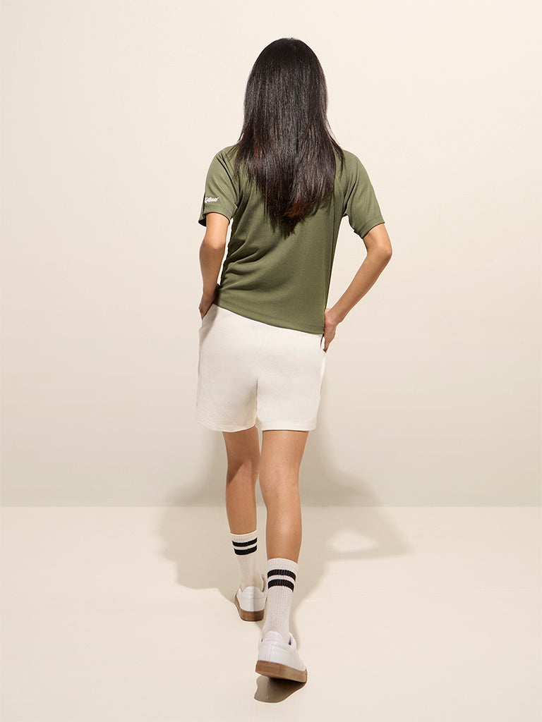 Studiofit Olive Ribbed Cotton Polo T-Shirt - Image 4