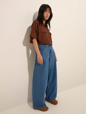 Nuon Blue High-Rise Wide-Leg Jeans
