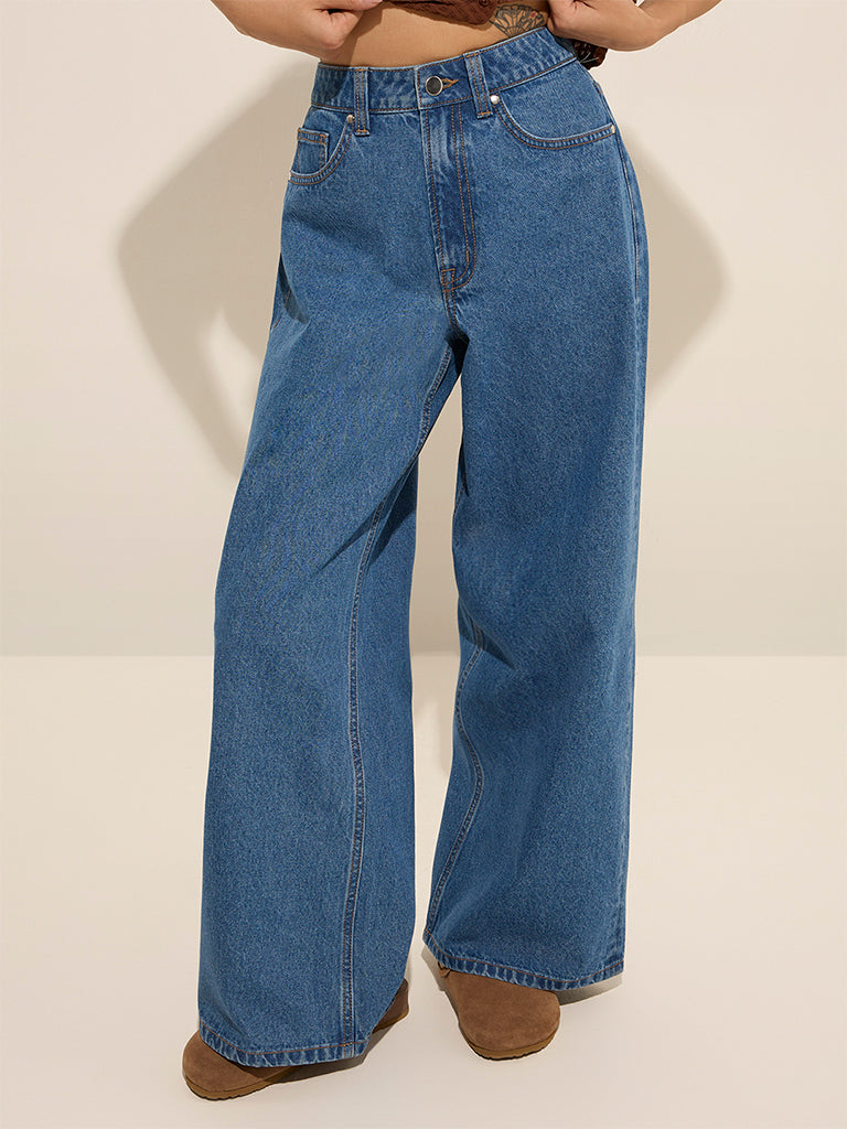 Nuon Blue High-Rise Wide-Leg Jeans - Image 3