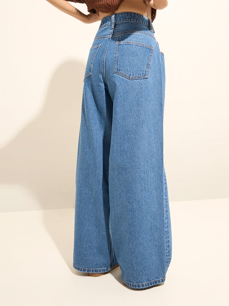 Nuon Blue High-Rise Wide-Leg Jeans - Image 4