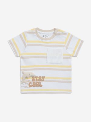 HOP Baby Multicolour Striped Cotton T-Shirt