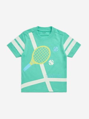 HOP Kids Green Sports-Themed Cotton T-Shirt
