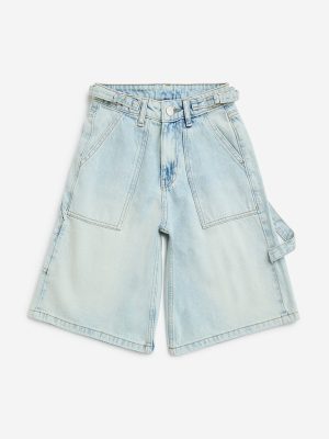 Y&F Kids Light Blue Mid-Rise Denim Jorts