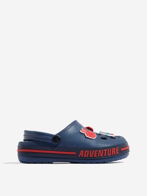 Yellow Navy Applique-Detailed Clogs