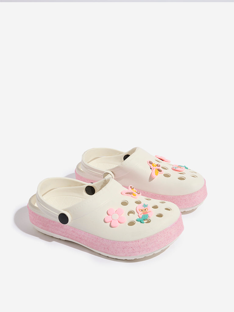 Yellow White Applique-Detailed Clog - Image 2