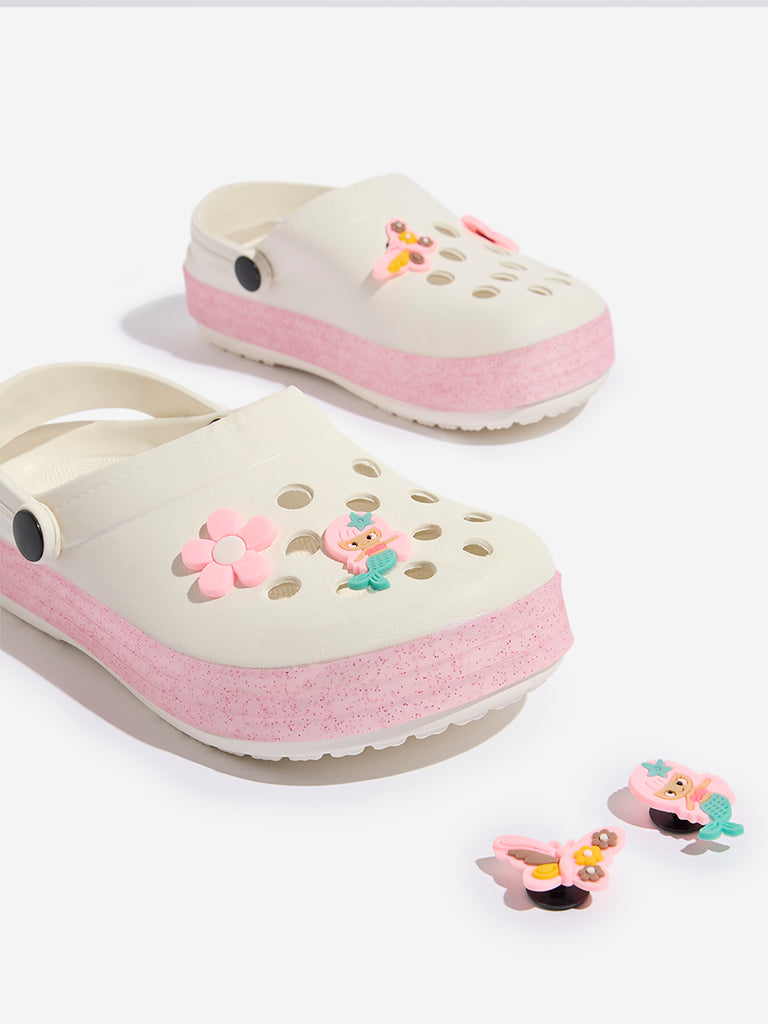 Yellow White Applique-Detailed Clog - Image 3