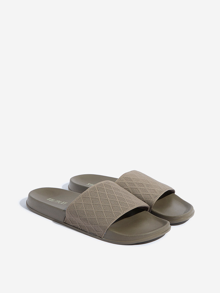SOLEPLAY Beige Knit-Textured Slides - Image 2
