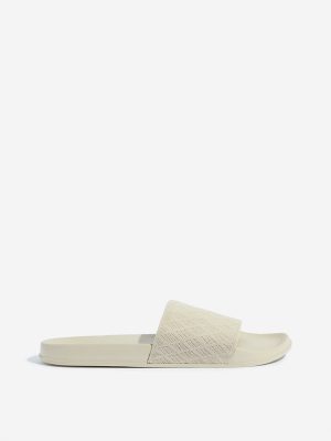 SOLEPLAY Ivory Cross Knit-Textured Slides