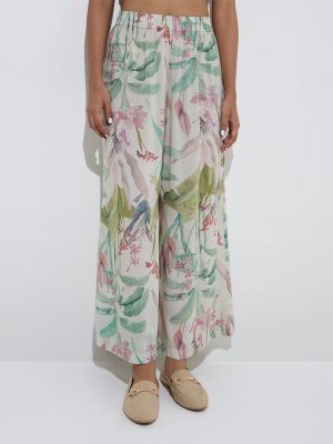 Zuba Multicolour Printed High-Rise Palazzos