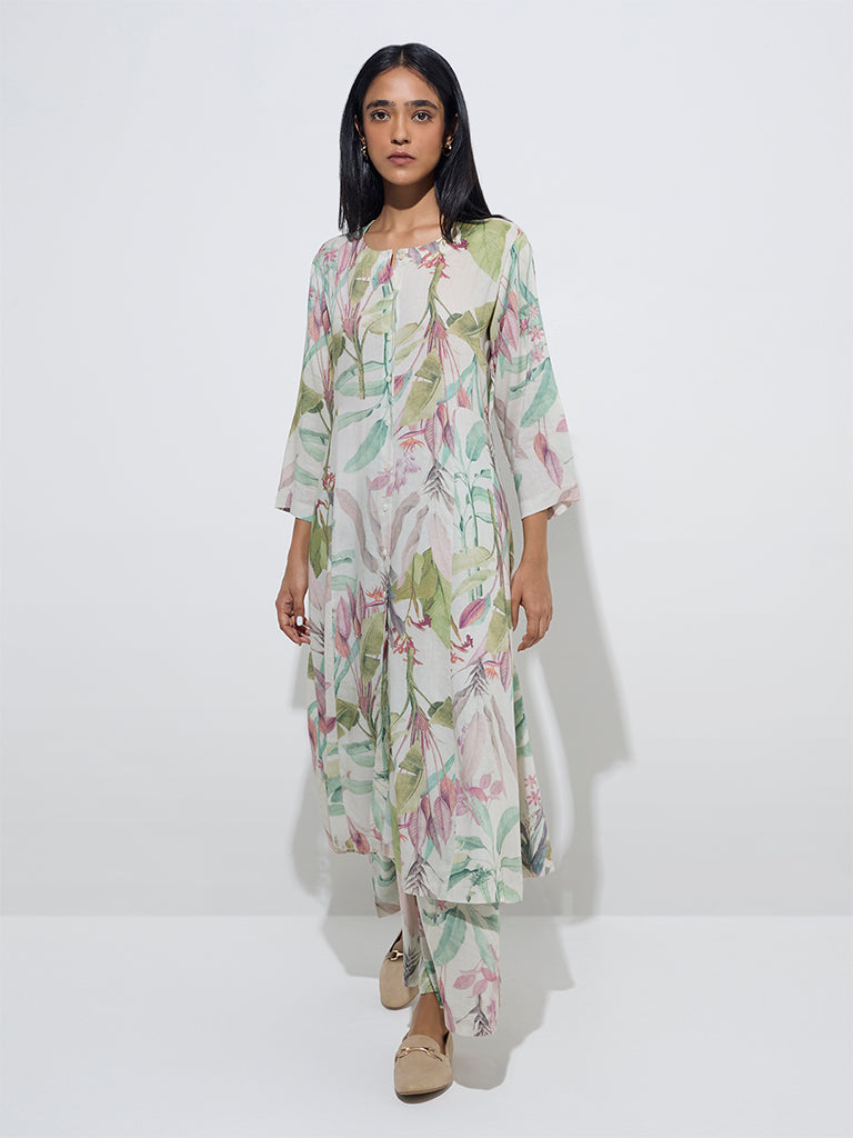 Zuba Multicolour Printed A-Line Kurta
