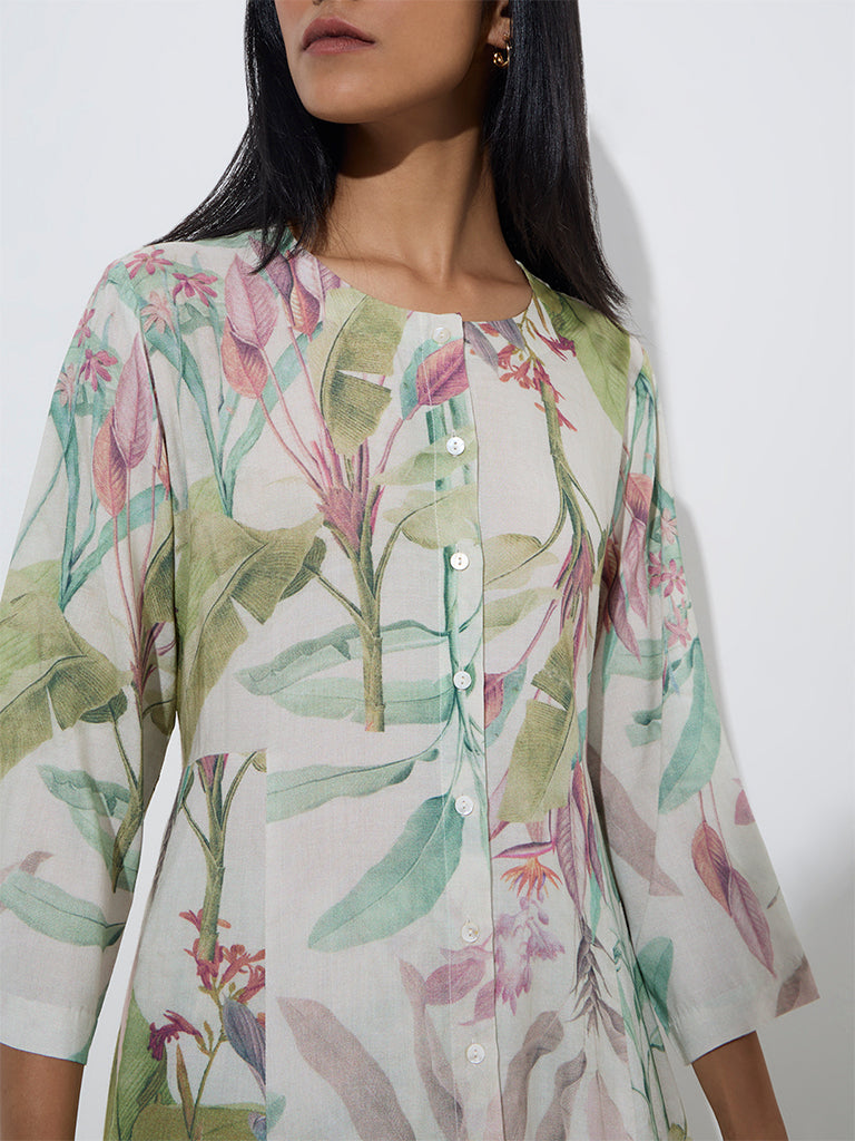 Zuba Multicolour Printed A-Line Kurta - Image 2