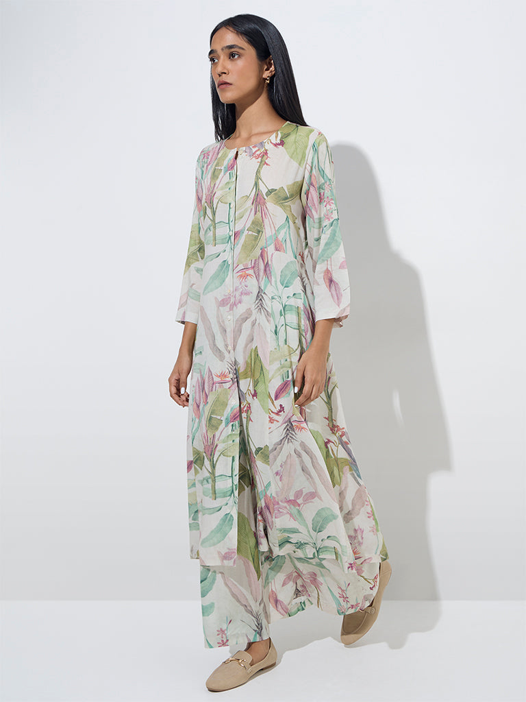 Zuba Multicolour Printed A-Line Kurta - Image 3