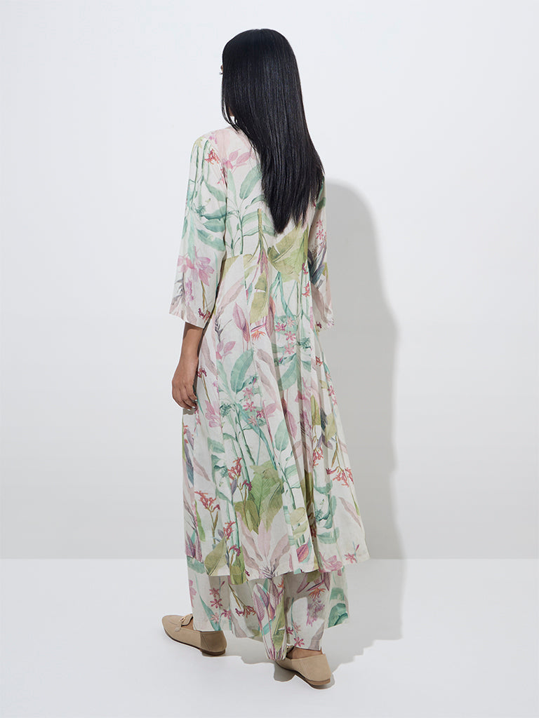 Zuba Multicolour Printed A-Line Kurta - Image 4