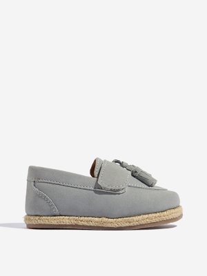Yellow Grey Tassel-Detailed Slip-On Shoes