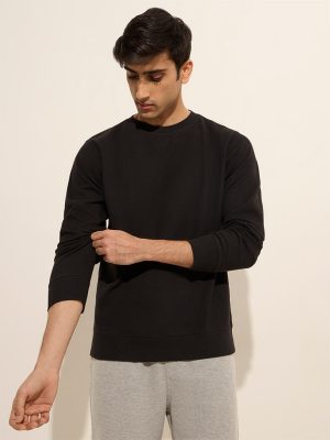 WES Lounge Black Waffle-Textured Relaxed-Fit Cotton-Blend T-Shirt