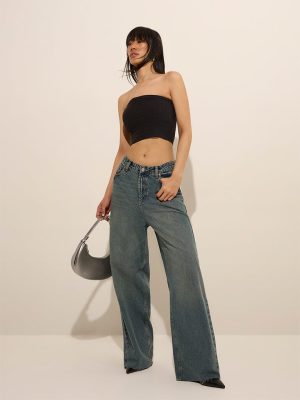 Nuon Dark Blue Straight-Fit Low-Rise Jeans 