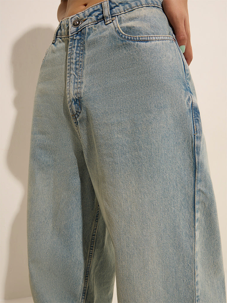 Nuon Light Blue Wide-Leg Mid-Rise Jeans - Image 2