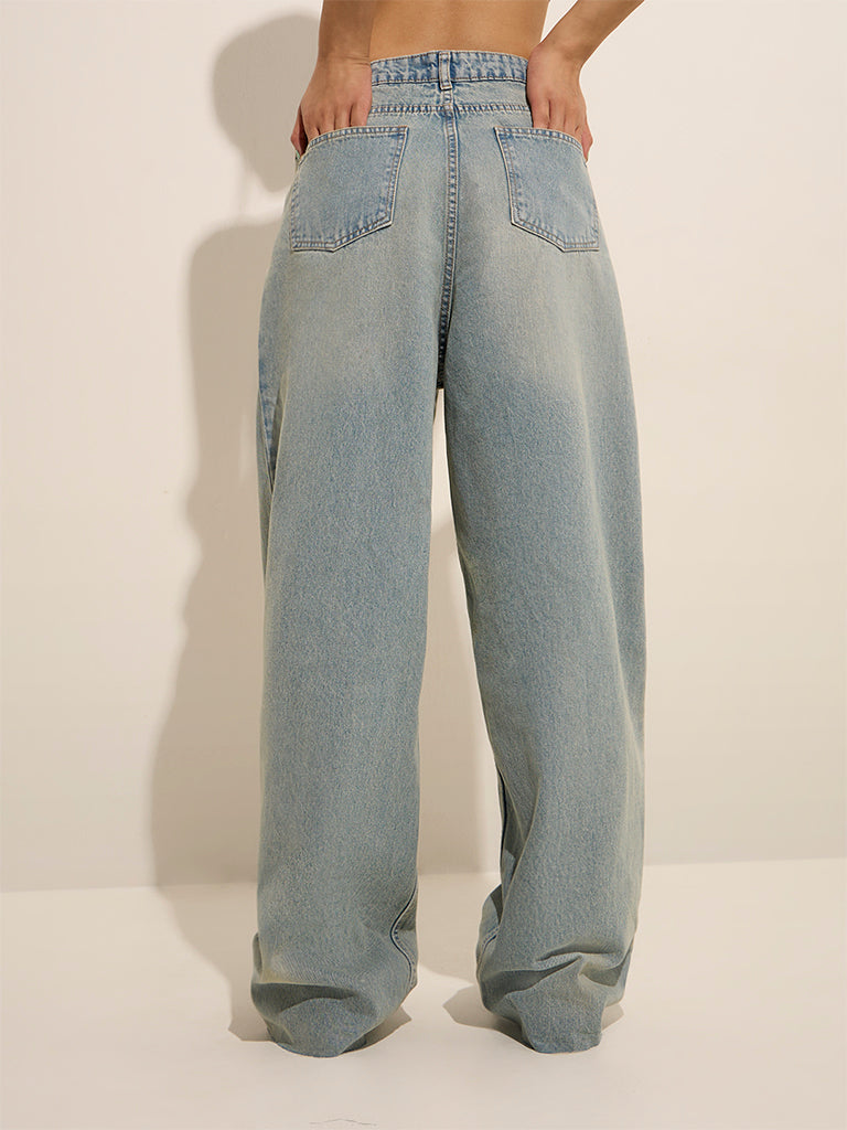 Nuon Light Blue Wide-Leg Mid-Rise Jeans - Image 4