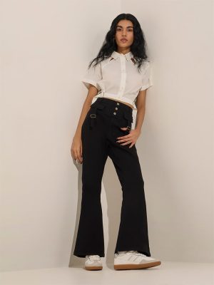 Nuon Black Wide-Leg High-Rise Jeans