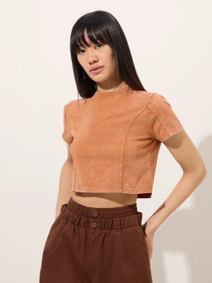 Nuon Orange Washed Cotton T-Shirt