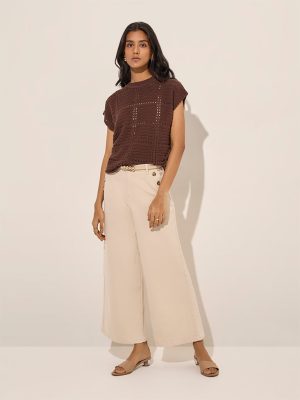 LOV Beige Wide-Leg High-Rise Jeans