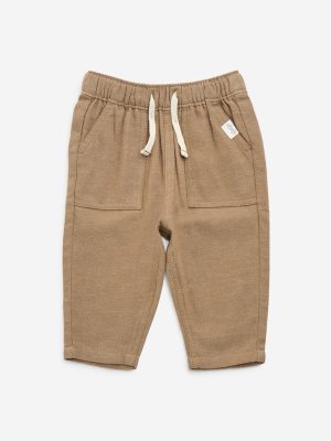 HOP Baby Beige High-Rise Cotton-Blend Pants