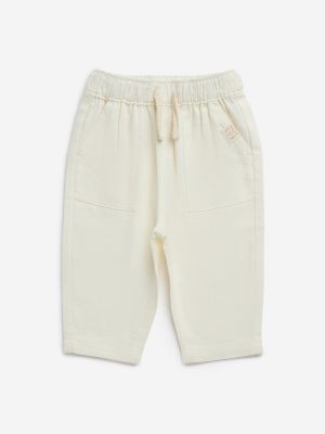 HOP Baby Off-White High-Rise Cotton-Blend Pants