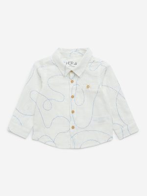 HOP Baby White Embroidered Cotton Shirt