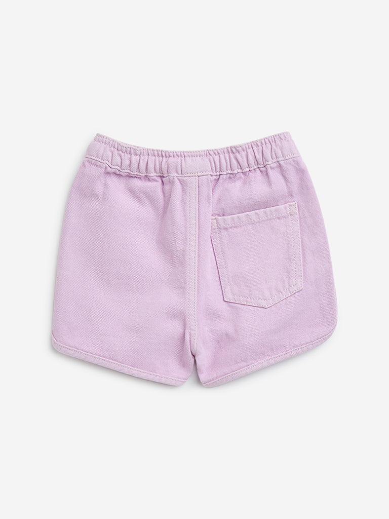 HOP Kids Lilac High-Rise Denim Shorts - Image 3