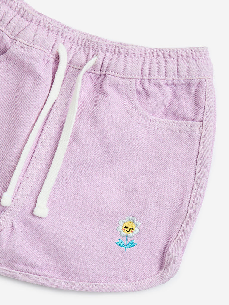 HOP Kids Lilac High-Rise Denim Shorts - Image 4
