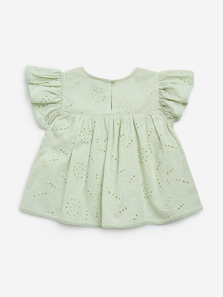 HOP Kids Sage Embroidered Cotton Top - Image 2