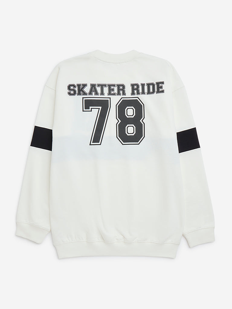 Y&F Kids White Text Printed Cotton-Blend Sweatshirt - Image 2