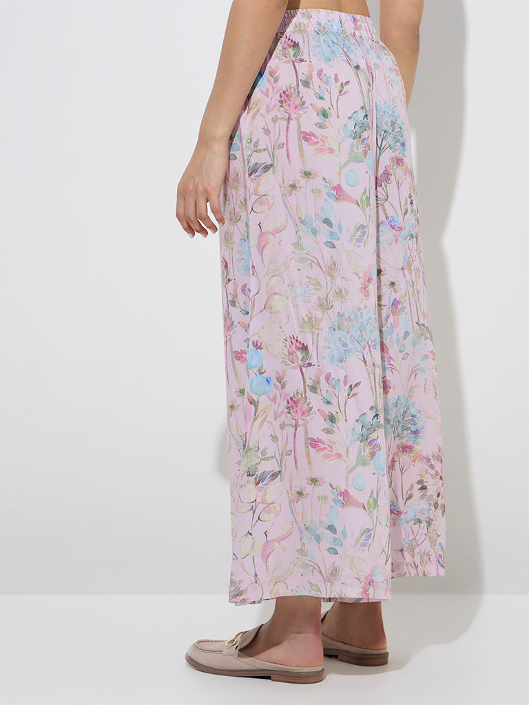 Zuba Pink Botanical Design Palazzos - Image 2