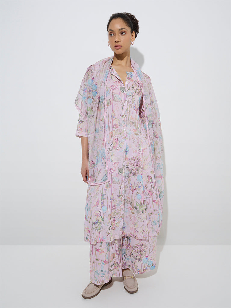 Zuba Pink Botanical Design Palazzos - Image 3