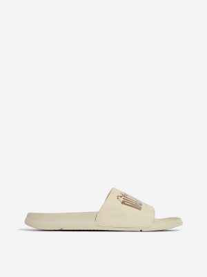SOLEPLAY Beige Typographic Design Pool Slides