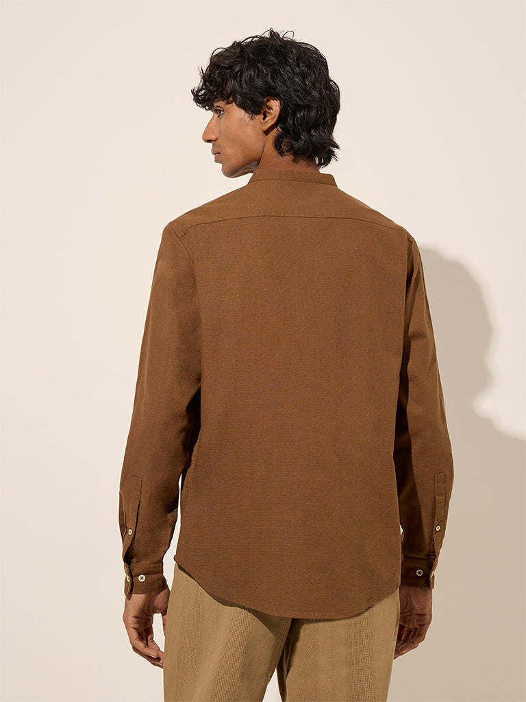 ETA Brown Resort-Fit Cotton Shirt - Image 4