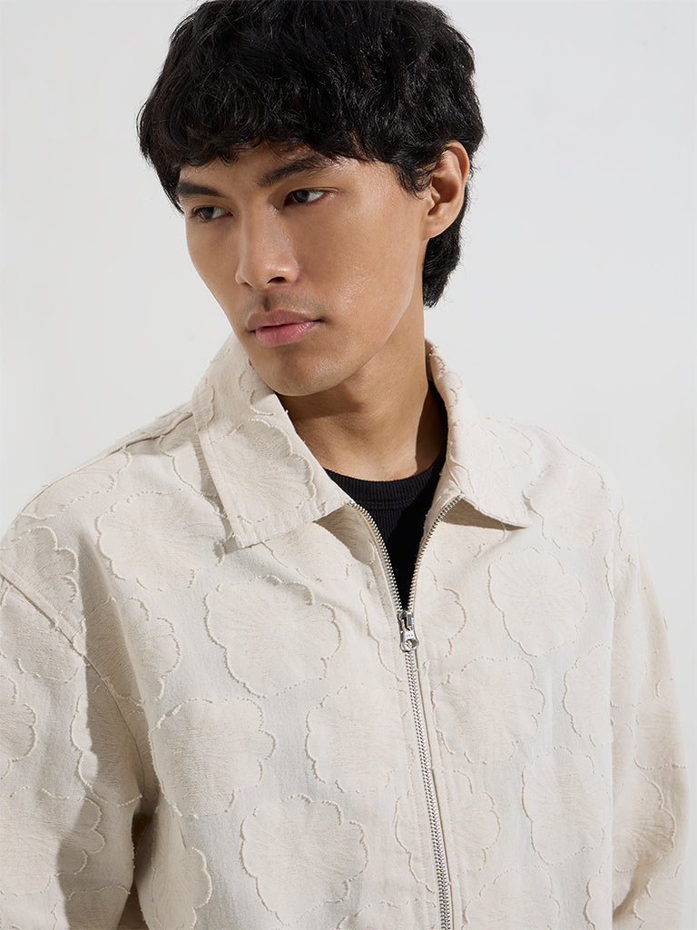 ETA Off-White Floral Relaxed-Fit Cotton Jacket - Image 2